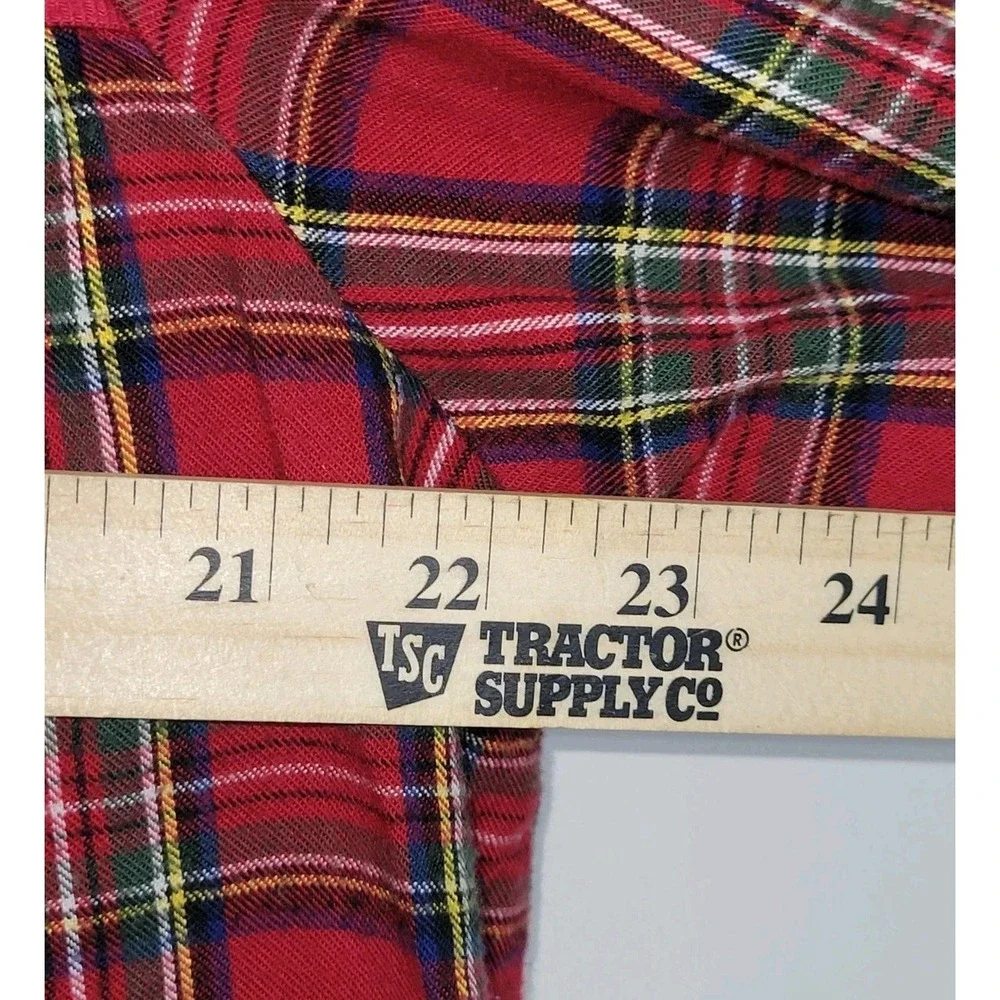 LL‎ Bean Night Gown Women's L Red Green Scotch Plaid Flannel Cotton Christmas